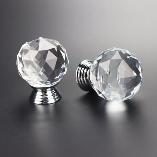 Jewelry Box Handles Faceted Glass Ball Handles Pulls Knobs For Drawer Cabinet Furniture Hardware Smooth Touch Wear Resistance