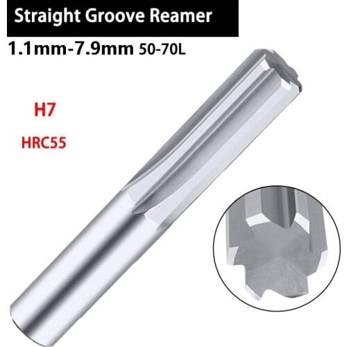 HRC5 Straight Groove Tungsten Steel Uncoated Reamer CNC Machine Center For Straight Shank Of Carbide Reamer 1.1mm-7.9mm H7 1PCS