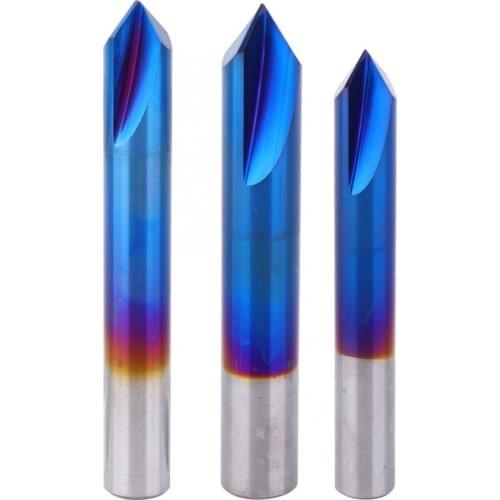 90 Degree Chamfer End Mill 2 Flute Blue Coating Milling Cutter Tungsten Steel Cemented Carbide Router Bit