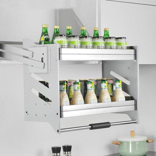 Stainless Steel Kitchen Wall Cabinet Lifting Basket, Cabinet Rack, Drop-down Seasoning Basket, Adjustable Force