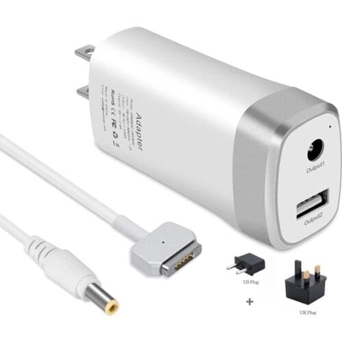 45W Mini Charger for MacBook Air 11 inch 13 inch Magnetic 2 T-tip MAC Power Charger Adapter Lightweight & Portable One Extra USB