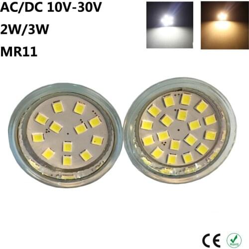 MR11 GU4 Led Spotlight AC/DC 10-30V Dimmable 2W 3W 2835 SMD LED Lamp Bulb Energy Saving Led Spot Light Bulb 6pcs/lot