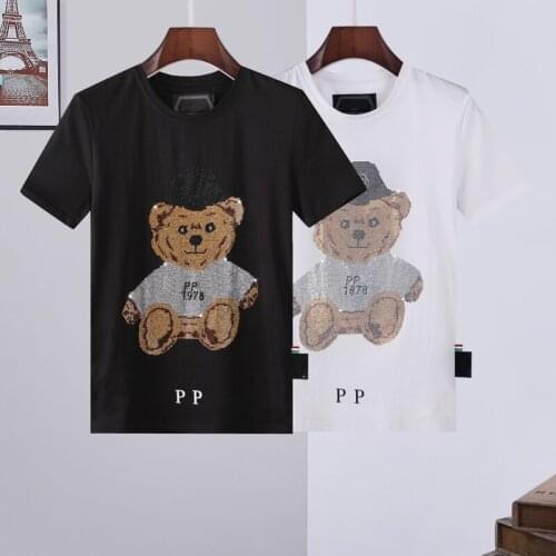 PP New SKULL Men Round Neck Short Sleeve Fashion Tops Plein T-shirt Mens Cotton Tshirt Street Hip-Hop Hombre manga corta