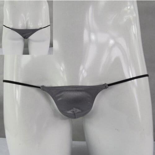 Mens japanese style mini pouch thong sexy panties knitted satin G2059