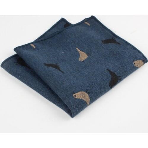Mens Square Towel Cotton Handkerchief Cartoon Printing Bird Leaves Casual Suit Pocket Towel Square Scarf Unisex