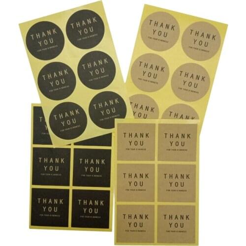 60pcs/pack New Thank you Square Circle Handmade Cake Packaging Sealing Label Kraft Sticker Baking DIY Gift Stickers 4 selection