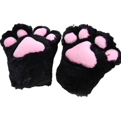 Newest Arrival Women Cycling Cute Gloves Winter Plush Faux Fur Kitten Mittens Gloves