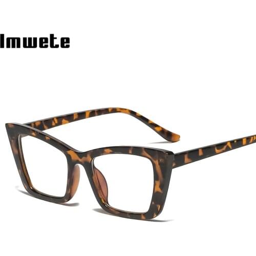 Imwete Retro Men Women Glasses Frame Metal Hinge Flat Mirror Blue Light Eyeglass Frames Popular Transparent Glasses