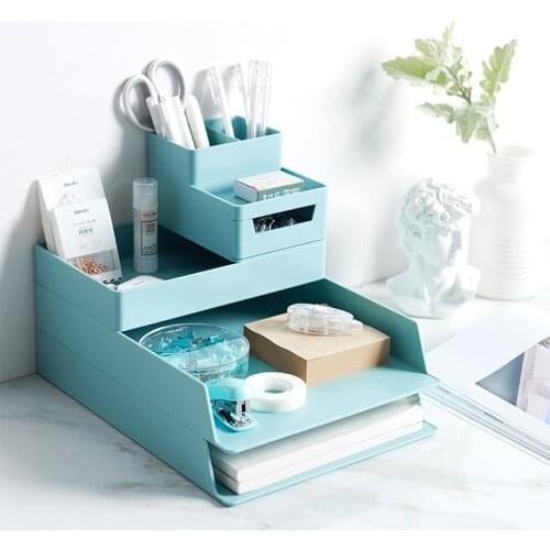 High Quality A4 Paper Organizer Document Plastic Case Office Table Desk Storage Superposition Filling File Box Holder