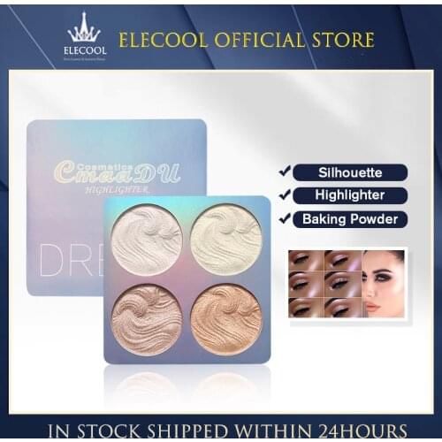 CmaaDu 4 Colors Brighten Highlighter Baking Eyeshadow Palette Repair Facial Makeup Powder Contour Blush Make Up Cosmetics TSLM2