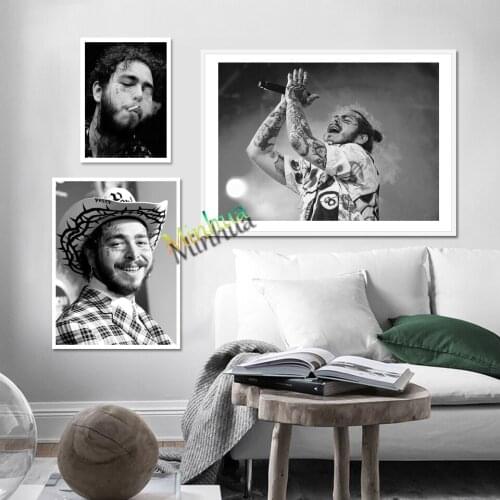 Post Malone Poster Pop Singer Music Black And White Canvas Art Painting Prints For Bar Club Wall Stickers Home Decor Gift