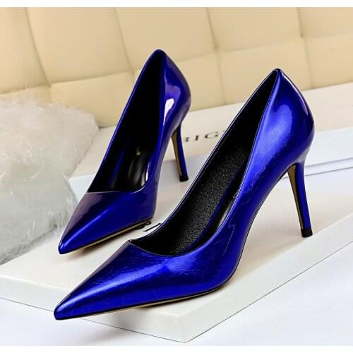 Plus Size Concise Thin High Heels Ladies Club Shoes Solid Shallow Pointed Toe Spring/Autumn Female Work Pumps Women Office Shoes