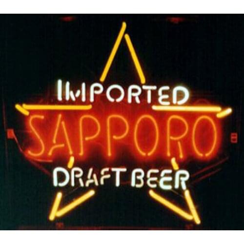 SAPPORO IMPORTED DRAFT BEER Custom Handmade Real Glass Tube Beer Bar KTV Store Advertise Decoration Display Neon Sign 24"X24"