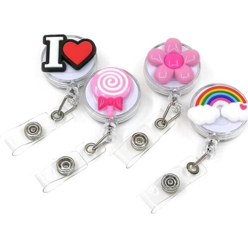 1PCS Sweet Pull Badge to Nurse Cute Mouth Shape Gesture Reel Clip Badge Holder Doctor School Name Badge Student Office ID Card