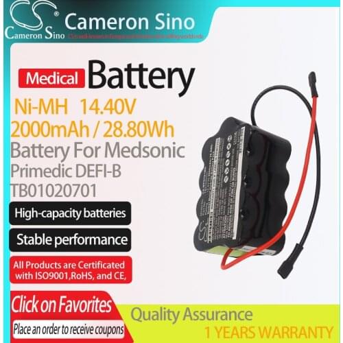 CameronSino Battery for Medtronic Primedic DEFI-B fits Medtronic TB01020701 Medical Replacement battery 2000mAh/28.8Wh 14.40V
