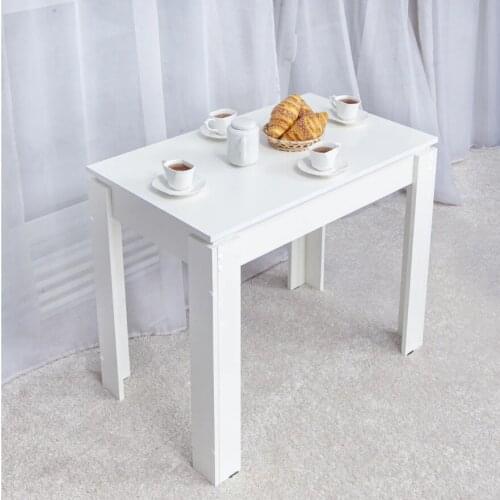 Dining Table Multi-Function Chipboard White Chrome Metal Legs for Living Room Kitchen Room Apartment 89x53x75 cm Easy Assembly