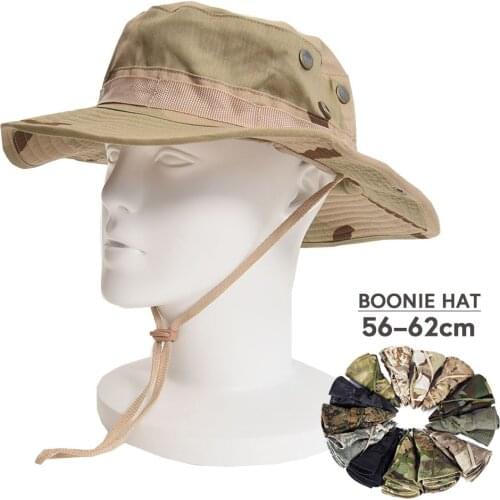 US Army Tactical Boonie Hat Military Men Cotton Camo Cap Paintball Airsoft Sniper Bucket Caps Hunt Fishing Outdoor Hunting Hats