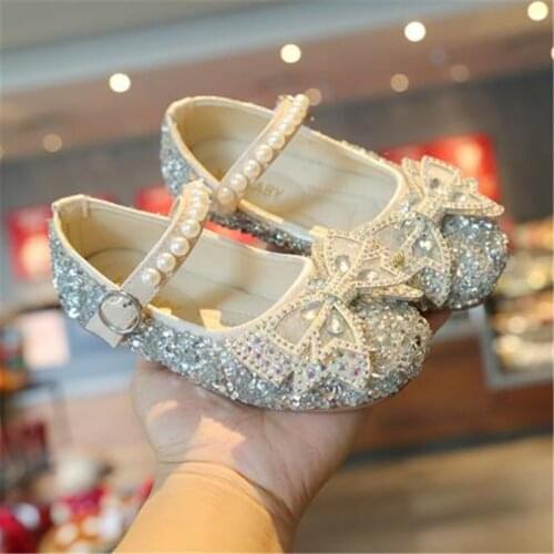Hot Girl Single shoes Girls Bow cute pearl shoes breathable comfortable soft-soled shoes Baby toddler shoes size 21-30