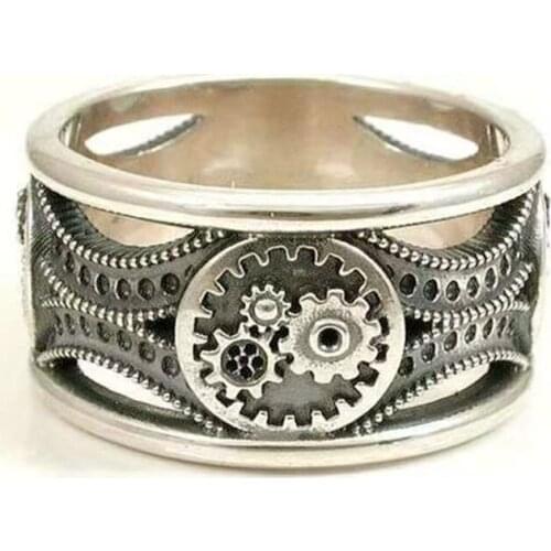Unisex Punk Style Precision Rotating Gear Ring for Women Men Engagement Party Wedding Rings Hand Jewelry Accessories Size 5-10