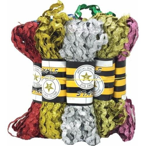 ZERZEEMOOY 5mm 15yard/lots Christmas Gold Zig zag Ribbon Metallic Ric Rac