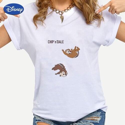 Disney Happy Hour Womens T-shirts Chip Dale Play Together Friends 2021 New Arrivals Summer Top Tumblr Short Sleeve Ulzzang