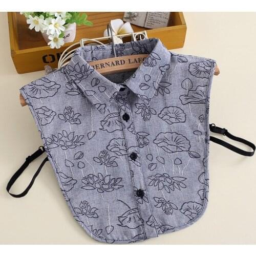 Women Floral Print Fake Collar Removable Lapel Detachable Collars Half Shirt Blouse Female False Collars Clothing Accessory