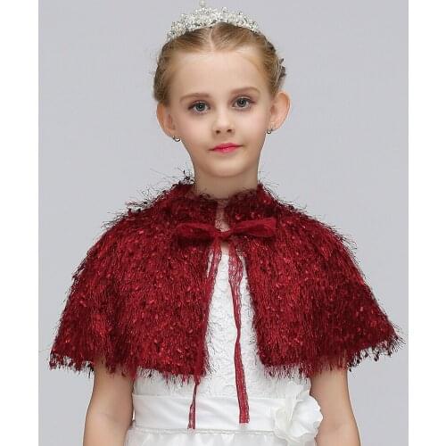 Winter New Style 5 Colors Sleeves Warm thick Plush Wedding Cloak Fur Junior Cape for communion dress flower girls jacket Bolero
