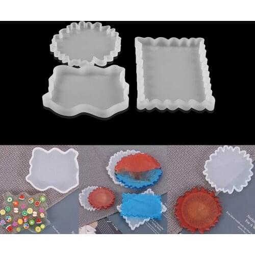 1Pcs Crystal Irregular Coaster Silicone Mold Wave Tray Epoxy Resin Casting Mould for DIY Resin Jewelry Crafts Making Tools