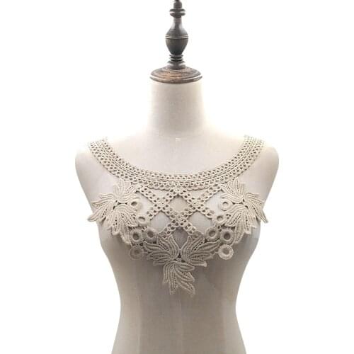 1Pc Polyester Big Neckline Lace Collar Fabric Diy Embroidery Patch Handmade Wedding Dress Collar Lace for Sewing Supplies Crafts