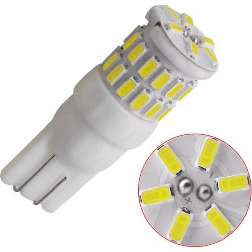 1X T10 W5W LED Bulbs 3014 30 SMD Ceramic LED Lamp Wedge Clearance Lights Interior Dome Light Reading Car Styling White 6000K 12V