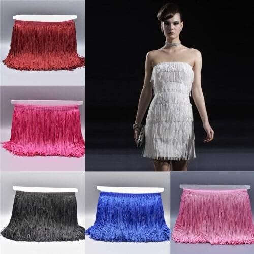2018 Hot Sale 1 Meters Lace Fringe Trim Tassel Fringe Trimming For Diy Latin Dress Stage Clothes Costura Accessories Lace Ribbon