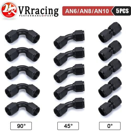 5 PCS Universal 0 45 90 Degree AN6 AN8 AN10 Female to AN6 AN8 AN10 Female Hydraulic hose Elbow Oil Cooler Fitting Hose Fittings