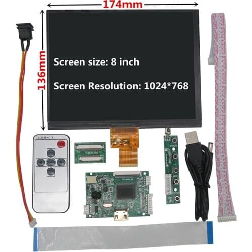 8 inch IPS LCD Screen Display Monitor with Remote HDMI Driver Control Boardfor Raspberry Pi Banana/Orange Pi mini computer