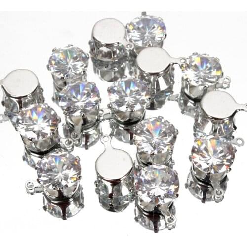 8Mm 10Mm Crystal Zircon Brilliant Single Hanging Gold/Silver Base Sew On Diamond Wedding Dress High Quality Rhinestone 20Pcs/Lot