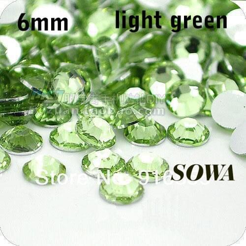 Free Shipping 500pcs/bag SS30 Size 6mm Light Green Resin Flatback beads,Nail Art beads,DIY Wedding Decoration