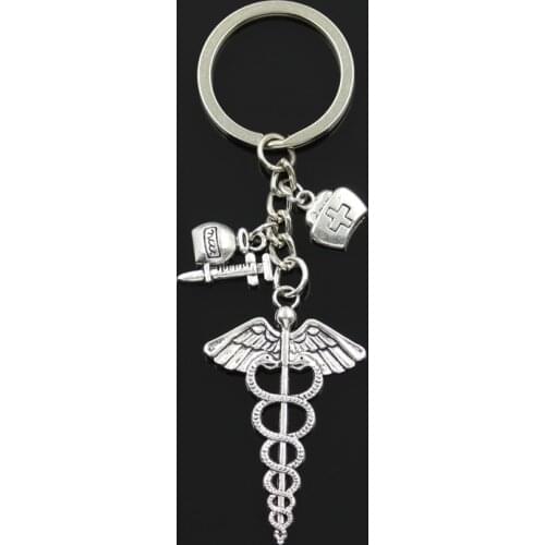 Syringe Stethoscope Keychains Key Chain Keyring Doctor Nurse Physicians Medical Graduation Men Car Keychain Gift Jewelry