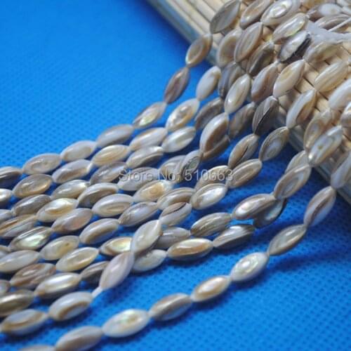 5 Strands = 170 Pieces / Lot, Nature Shell Bead Mother Of pearl DIY beads Accessories Size 5x10mm Rice Shape Brown Colors