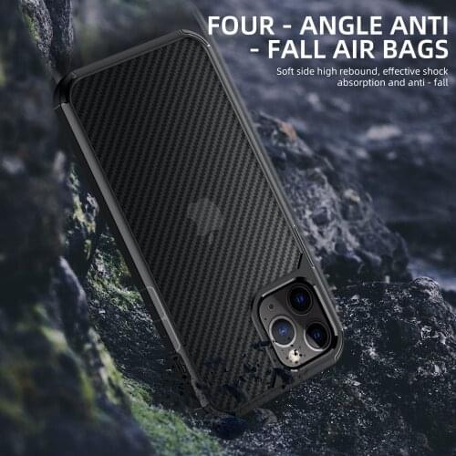 Fashion Carbon fiber Case for iPhone 12 Mini Cover Luxury Anti-knock TPU+PC Bumper Cases for iPhone 12 Pro Max Back Cover