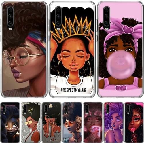 Melanin Poppin Aba Black Girl Phone Case for Huawei P40 P30 P20 Mate 30 20 10 Pro P10 Lite P Smart Z + 2019 Gift Coque Cover Cap