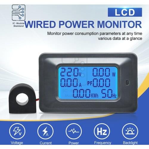 20A / 100A AC LCD Digital Panel Power Watt Meter Monitor Voltage Voltmeter Ammeter Tester Tools
