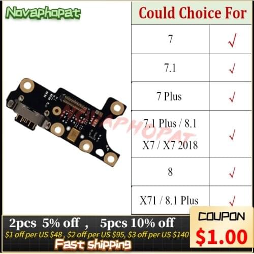 Novaphopat For Nokia 7 7.1 X7 2018 8.1 8 X71 Plus USB Dock Charging Port Charger Plug Flex Cable Microphone MIC Connector Board