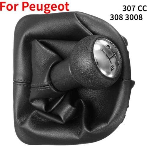 For Peugeot 207 307 CC 308 3008 5-Speed Gear Shift Knob With Collars Gear Shift Lever Dust Anti-dust Cover Interior Parts