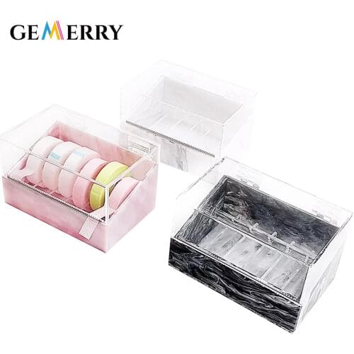 GEMERRY Dustproof Eyelash Tape Cutter Acrylic Multi-Grid Tape Storage Box Lash Extension Supplies Dustproof Tape Storage Tools