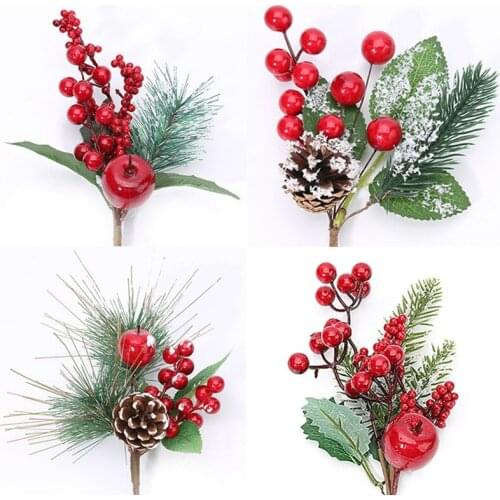 Artificial Flower Red Pearl Stamen Berrie Branch For New Years decor Tree Christmas Decoration for Home Floral Decor Crafts