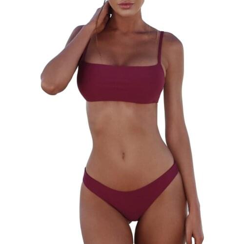 2Pcs Solid Color Sexy Women Push-up Padded Bra Bikini Set Swimwear Swimsuit Swimming Beachwear for Bathing Suit