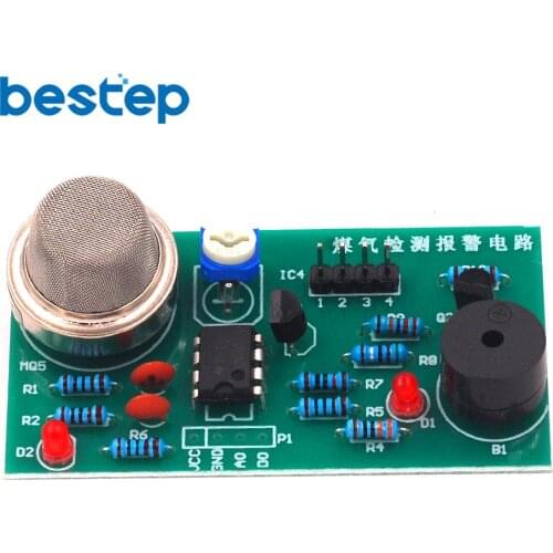 DIY Kit MQ5 Gas Detection Alarm Circuit Electronic Production Parts Skills Exam Sound and Light Alarm Sensor Suite