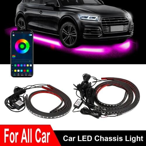 APP Control RGB Multicolor LED Strip Flexible Car Underglow LED Light Car Chassis Neon Atmosphere Light Flowing Waterproof