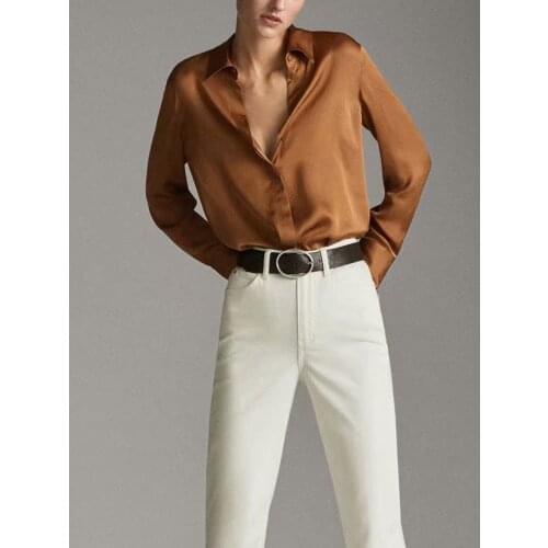 MUICHES Womens Satin Shirts