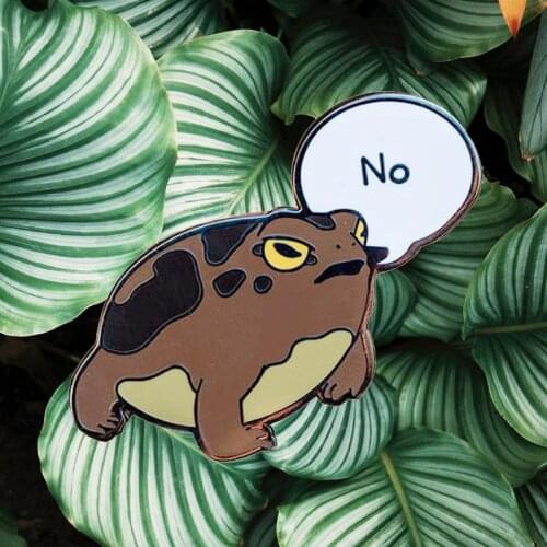 Cartoons Frog Says No Funny Brooch Pins Enamel Metal Badges Lapel Pin Brooches Jackets Jeans Fashion Jewelry Accessories
