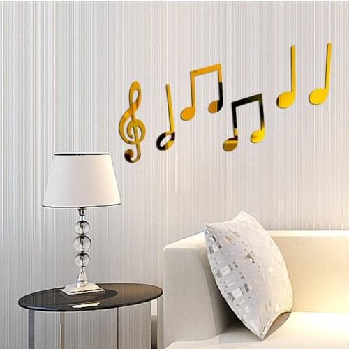 Wall Stickers Acrylic Personality Music Note Wallpaper Self Adhesive Fashion Mirror Room Decor Home Decoration Accessories 2021